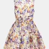 Floral Print Linen and Silk Mini Dress