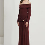Maxi Kleid mit Ärmeln in Rotbraun