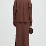 Kootud Pikad Varrukad Ülemine ja Midi Kleidiseade