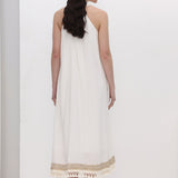 Tikkitud Ramie Midi Kleid