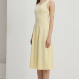 Pleated Split Midi Kleid
