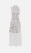 Guipure Midi Kleid kõrge kaelusega