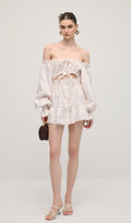 Lace-Up Mini Dress with Two-Piece Checkered Set