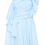 Ühe Õla Drapeeritud Mini Kleit Kaelusega