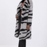 Trendikas Faux Fur Zebra Prindiga Mantel