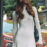 Ribbed Jersey A-Line Mini Dress