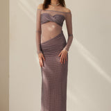 Hall Lilla Off-Shoulder Diamante Maxi Dress