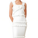 Varrukateta Frill Maxi Kleid Valges