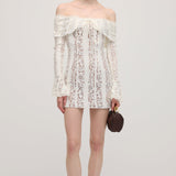 Retro Lilleline Mini Kleit Õlavarrele