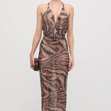 Rhinestone Halter Maxi Dress