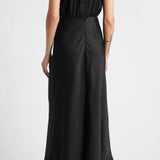 Asümmeetriline satiin-midi kleit must