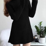 Ribbed Jersey A-Line Mini Dress