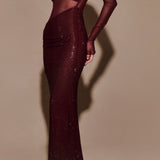 Diamante Off-Shoulder Maxi Dress