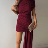 Asümmeetriline Drapeeritud Mini Kleid