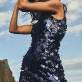 Shimmering Mini Dress - Dark Blue