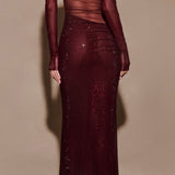 Diamante Off-Shoulder Maxi Dress