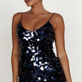 Shimmering Mini Dress - Dark Blue