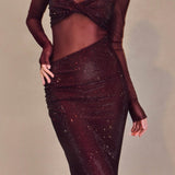 Diamante Off-Shoulder Maxi Dress