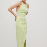 Ühtlane Ribidega Halter Maxi Kleit