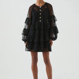 Must Kihiline Pitsiline Mini Kleit Volangidega