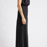 Asümmeetriline satiin-midi kleit must