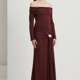 Maxi Kleid mit Ärmeln in Rotbraun