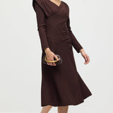 Pikkade Varrukatega Smocking Õlavarre Midi Kleit