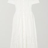 Pitsilise Äärisega Puuvillane Gauze Midi Kleid