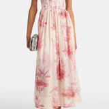 Prinditud Popliin Midi Korsett Kleid