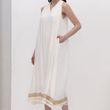 Tikkitud Ramie Midi Kleid