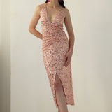 Diamante Riided Midi Kleit Roosa