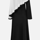 Kontrast Cape Maxi Kleid