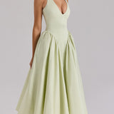 Pistatsia Puuvillane Halter Midi Kleid
