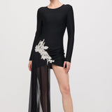 Võimas Asümmeetriline Mini Kleit Kaunistustega