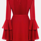 Ühe Kihiga Mini Kleit Avatud Seljaosaga