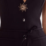 Gold-Trimmed Sun-Kissed Mini Dress