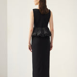 Ruffle Hem Slit Midi Kleit