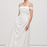 Üksik Satin Maxi Kleid Õlavarre
