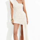 Asümmeetrilise drapeeringuga mini kleit