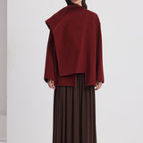 Klassikaline Kappa Stiilis Mantel - Veinipunane