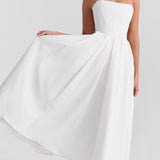 Ilma Rihmadeta Korsett Bodice Midi Kleit Valges