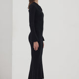 Solid Knit Hollow Maxi Dress