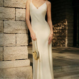 Maxi Kleid mit Satin-Finish und Reißverschluss