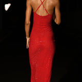 Diamante Rüüsitud Midi Kleid