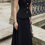 Pleated Midi Seelik Mustas