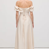 Õlavarre Rüüs Satin Midi Kleid