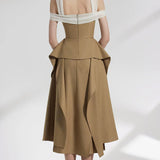 Asümmeetriline Volangikiht Midi Seelikute Komplekt