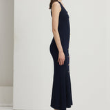 Metalliknuppudega Kootud Midi Kleid