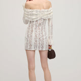 Retro Lilleline Mini Kleit Õlavarrele