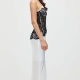 Satiinist ja pitsist korsett midi kleit valges